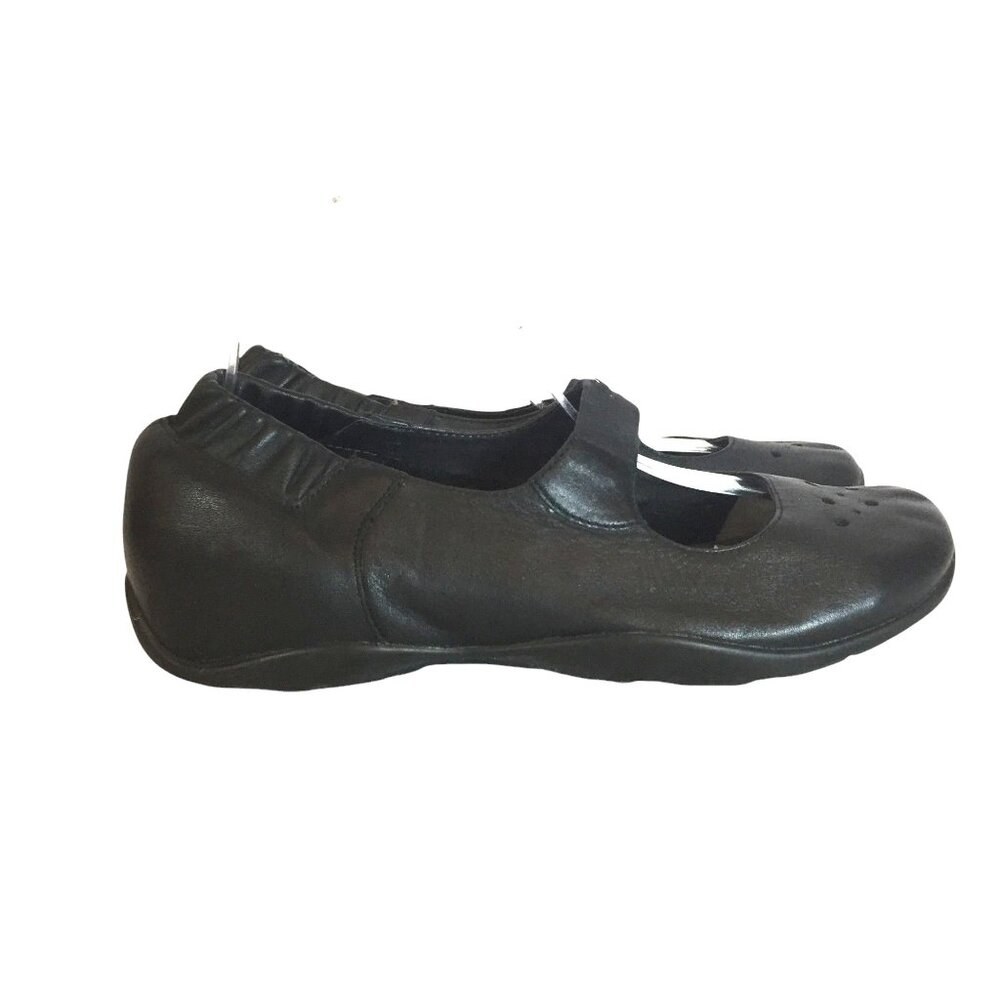 Dansko Womens 8-8.5/39 Black Leather Mary Jane Ballet Flats Elastic Back Comfort